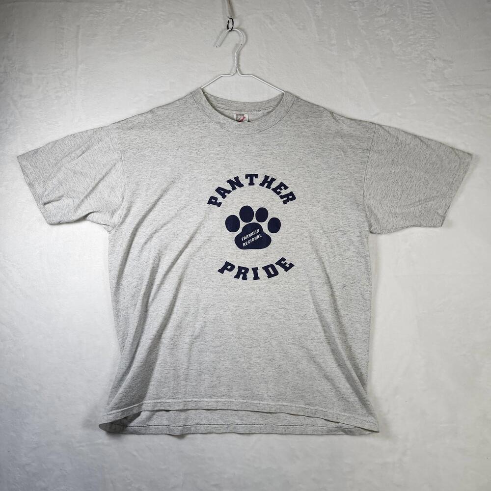 Vtg Franklin‎ Regional Panther Pride Tee XL Jerzees USA 50/50 Gray Paw Print